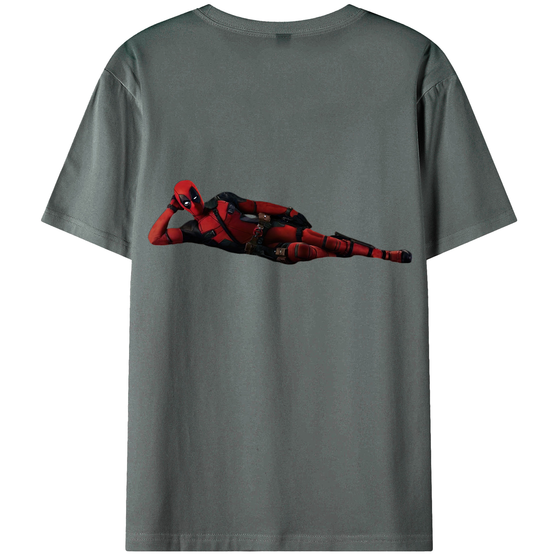 （画像用） Deadpool デッドプール 綿100％ メンズ半袖Tシャツ（バックプリント） 通気性